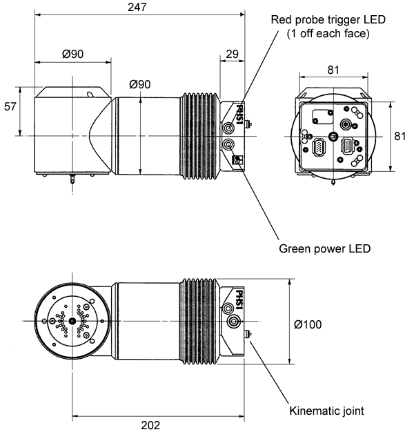 PHS1 probe head dimensions