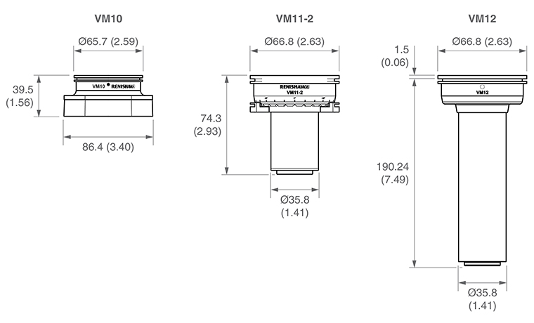 VM10, VM11-2 and VM12 - dimensions