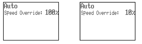 MCU speed override screen