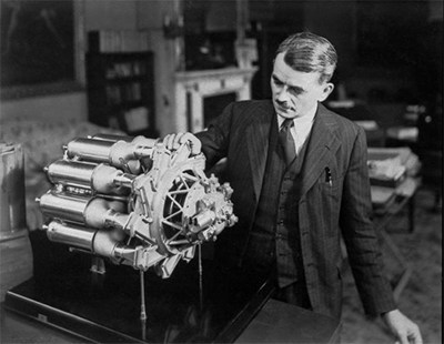 Frank Whittle with engine