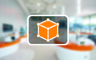 Illustration showing a design of a CAD model sitting within a black box on top of a light, blurred background