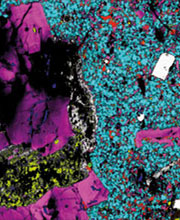 Raman image of a volcanic rock section from Mount St. Helens