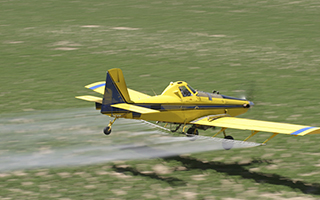 Crop spraying airplane