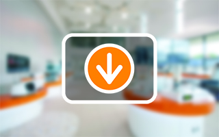 Illustration showing download button in a transparent box on top of a blurred, light background