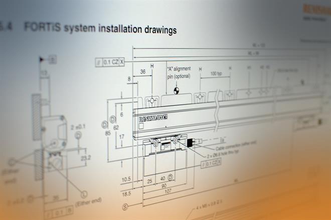Technical drawing for installation of FORTiS optical encoders