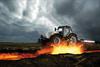 SAME DEUTZ-FAHR, Lamborghini tractor driving on lava