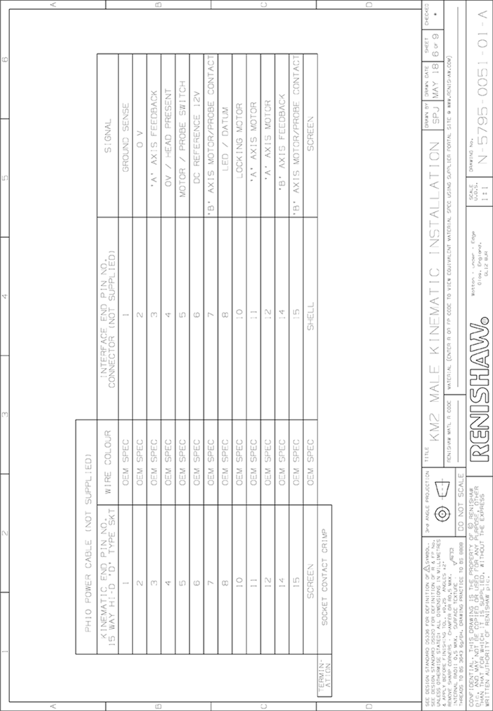 Technical drawing: Technical drawing: KM2 male kinematic installation 6