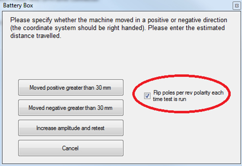 Technical drawing: Technical drawing: Configure motor, scale and feedback polarity - battery box test