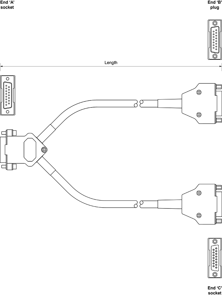 Technical drawing:  Technical drawing:  Controller flex comm cable