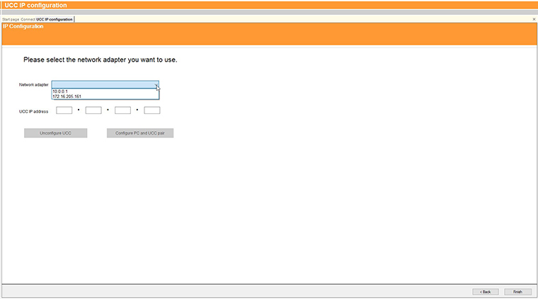 Technical drawing: Technical drawing: Setting the IP address of the UCC controller 3
