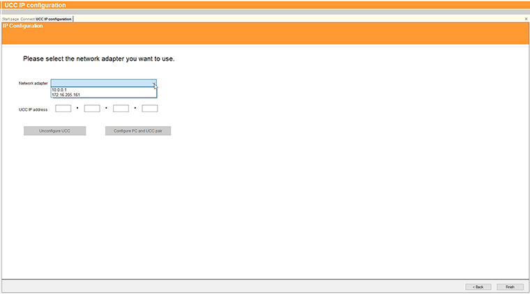 Technical drawing:  Technical drawing:  Setting the IP address of the UCC controller 3