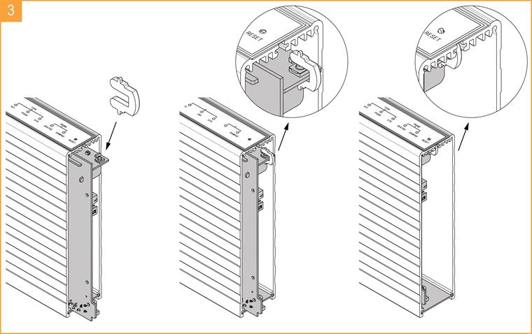 Inserting PI 200-3 card reset actuator