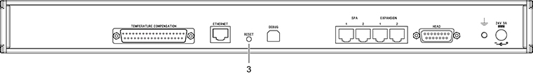 Technical drawing:  Technical drawing:  UCC T5 rear panel - reset button