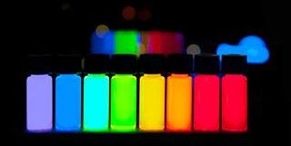 Quantum dots with vivid colours stretching from violet to deep red