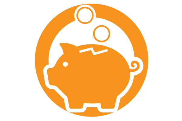 Icon showing piggy bank demonstrating cost savings when scrap and rework is minimised