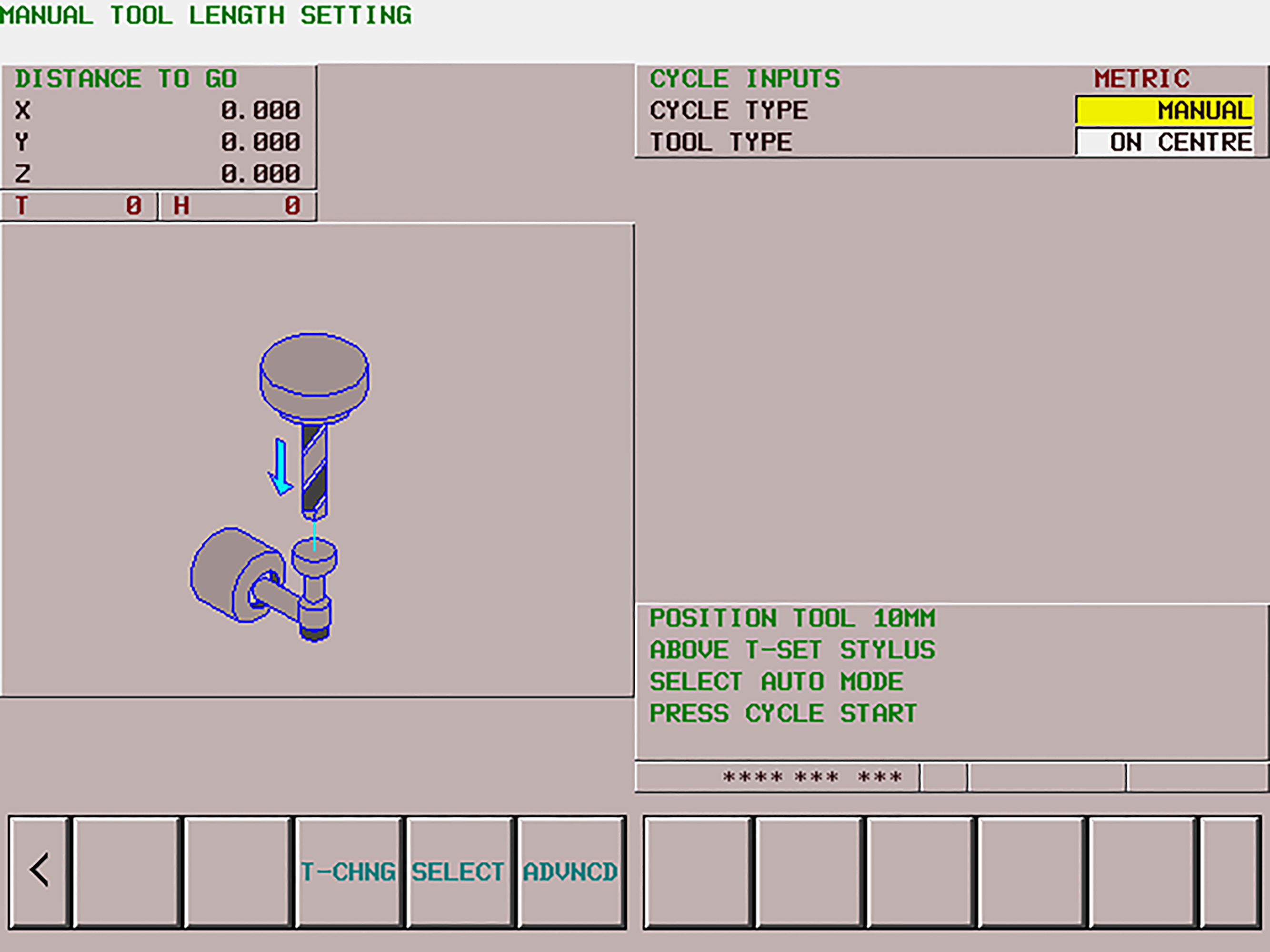 Manual tool length setting: Fanuc GUI