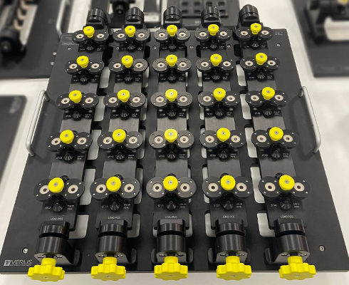 A bespoke Verus 48-station fixture for measuring soft rubber components