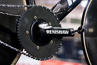 3D printed titanium crank on the British Cycling track bike