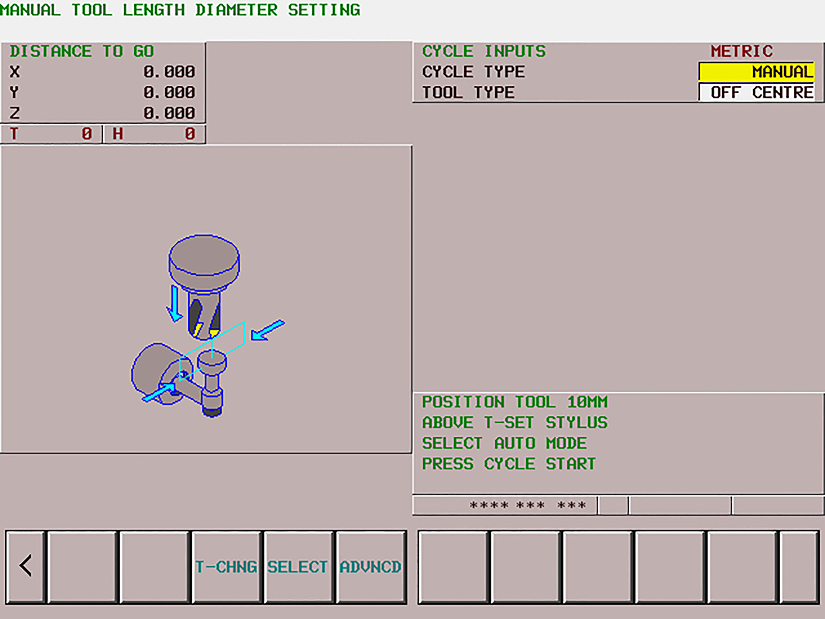 Manual tool length and diameter setting: Fanuc GUI