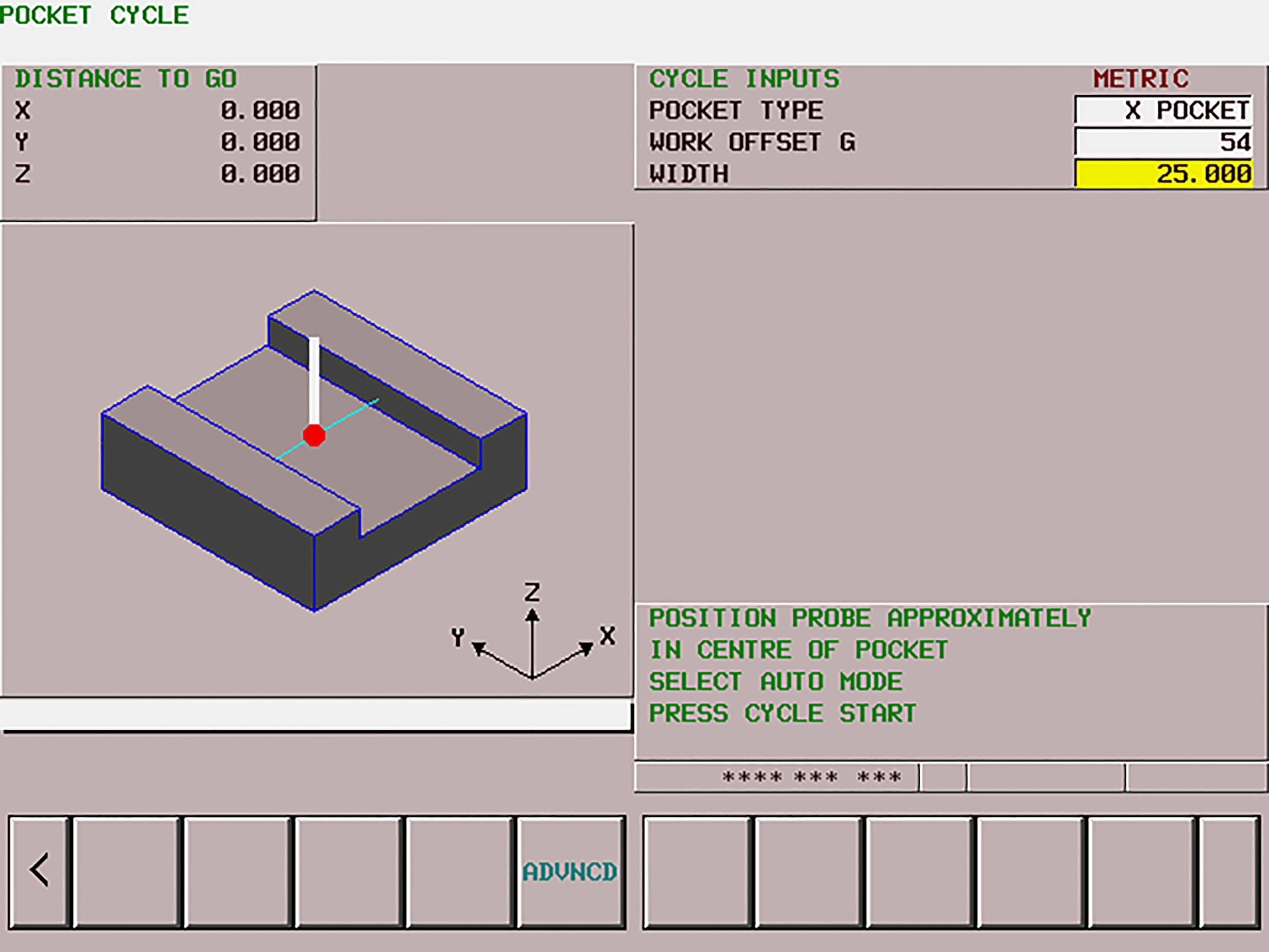 Pocket feature inspection: Fanuc GUI