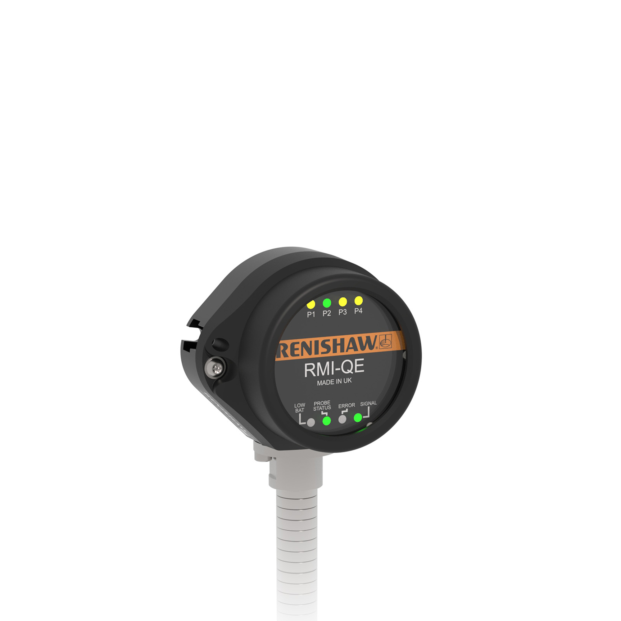 Renishaw RMI-QE interface for radio probes on a white backdrop
