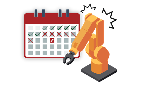 Industrial robot has an unexpected mechanical failure, and has 9 days of downtime before it can be fixed