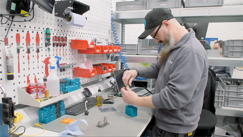 Hydraulic parts being assembled at Domin