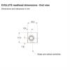Dimension drawing of EVOLUTE readhead - end view