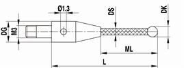 Technical drawing M3 XXT clamping stylus