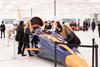 Students around the Bloodhound SSC at the FDC opening