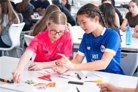 Students taking part in activities at Renishaw’s STEM Centre, Miskin, South Wales