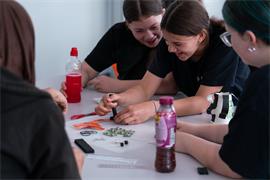Students taking part in activities at Renishaw’s STEM Centre, Miskin, South Wales