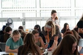 Students taking part in activities at Renishaw’s STEM Centre, Miskin, South Wales