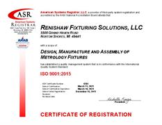 Certificate - Renishaw US RFS 4784 - ISO 9001