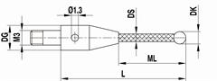 Technical drawing M3 XXT clamping stylus