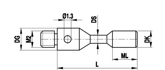 Technical drawing: M2 cylinder stylus Zeiss