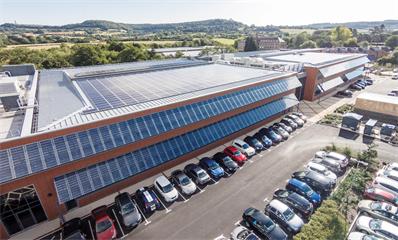 Solar panels on the Renishaw Innovation Centre